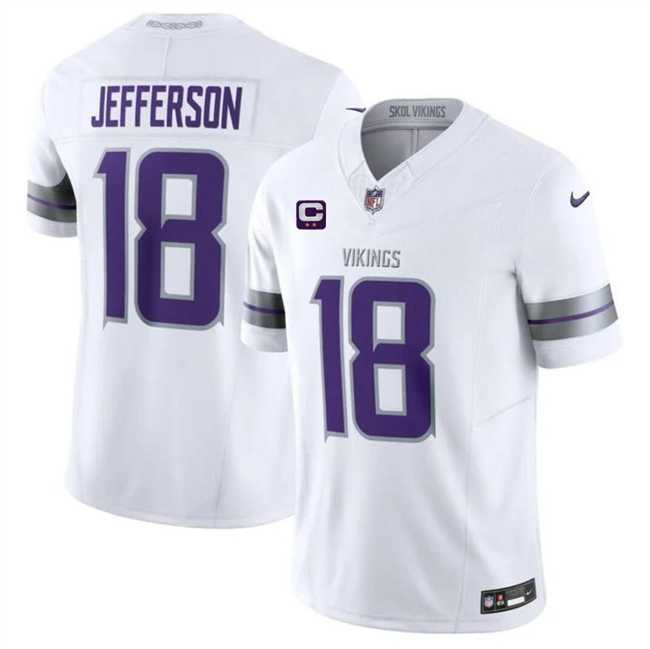 Men & Women & Youth Minnesota Vikings #18 Justin Jefferson White 2024 F.U.S.E. With 2-Star C Patch Winter Warrior Limited Stitched Jersey->minnesota vikings->NFL Jersey
